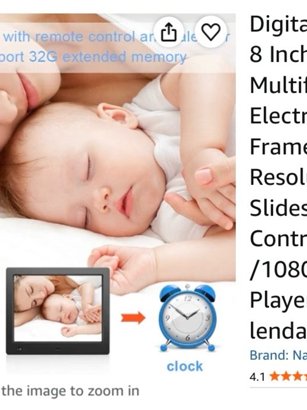 8" Digital Photo Frame/Slideshow/StereoMP3/Calendar/Clock/Remote Control - Black - Picture 3 of 14